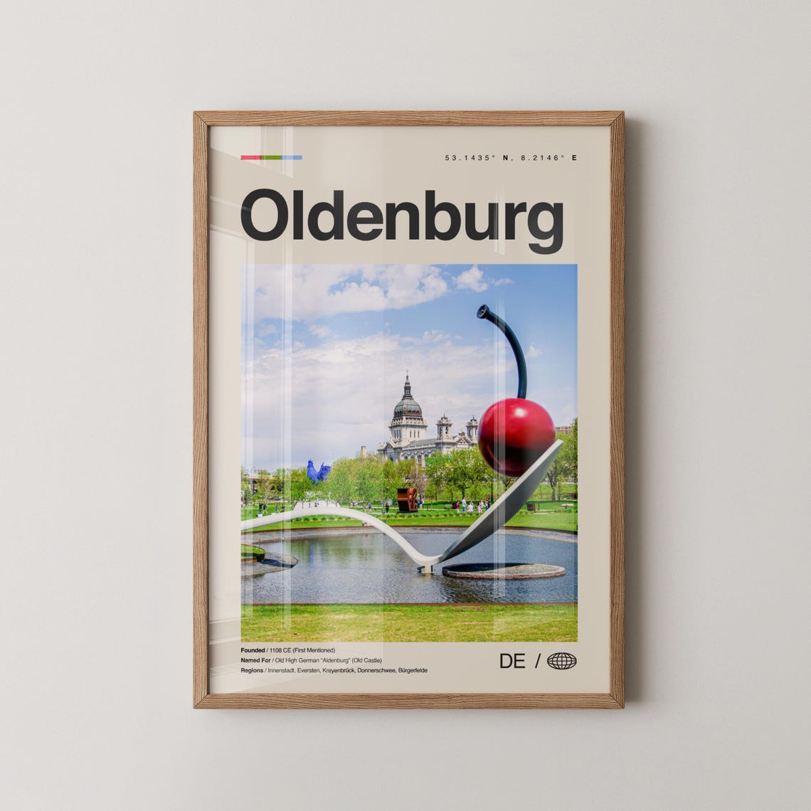 Oldenburg Print Wall Art Poster Photo Dcor Map Germany