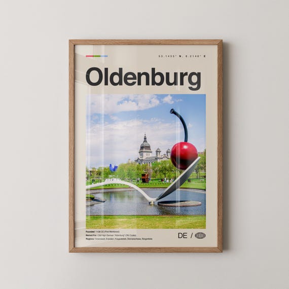 Oldenburg Print Wall Art Poster Photo Dcor Map Germany