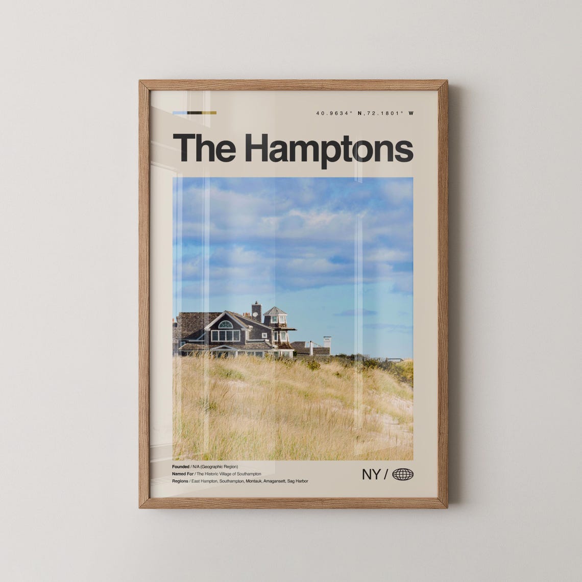 The Hamptons New York Beach House Coastal Minimalist Travel Poster