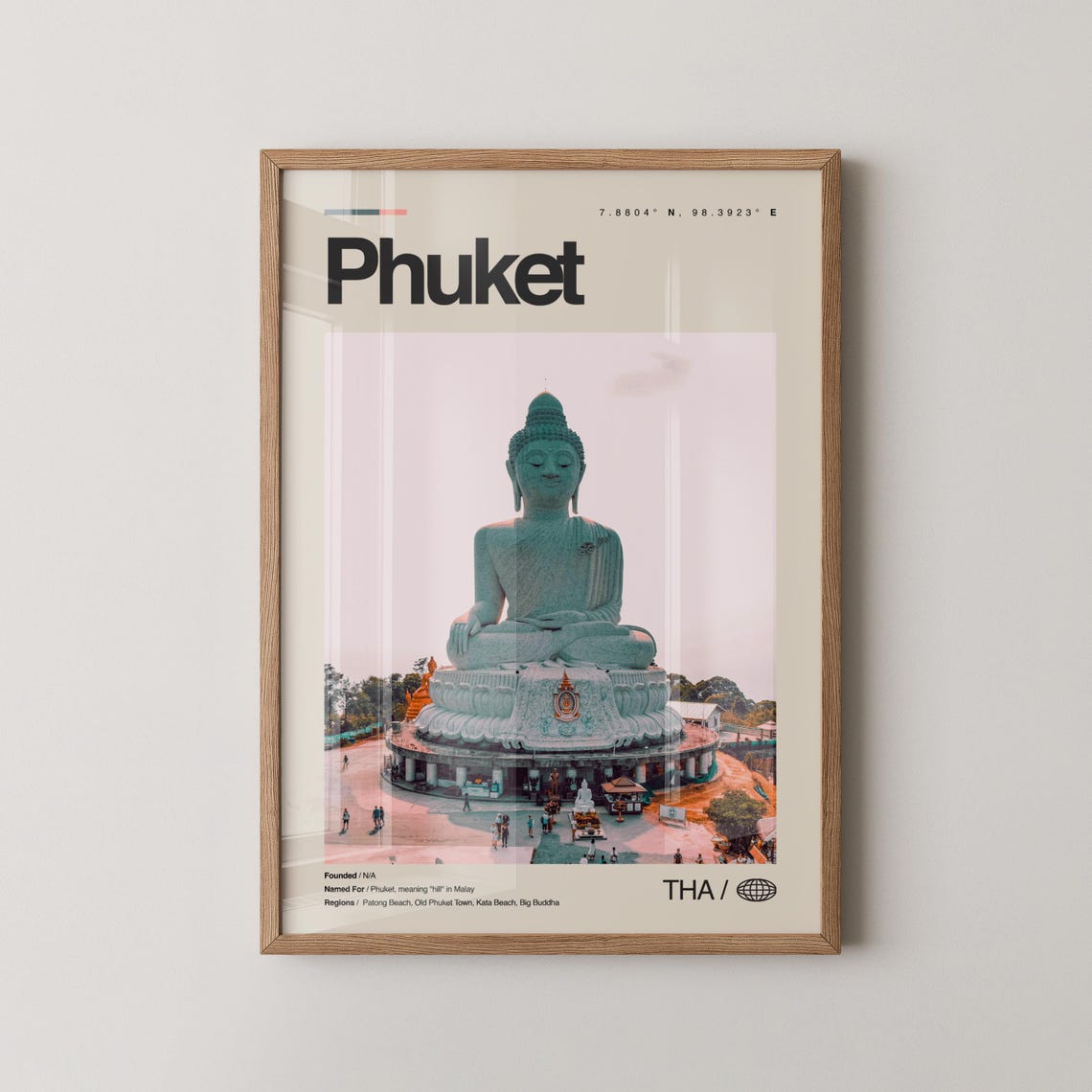 Phuket Big Buddha Thailand Serene Minimalist Photo Travel Poster