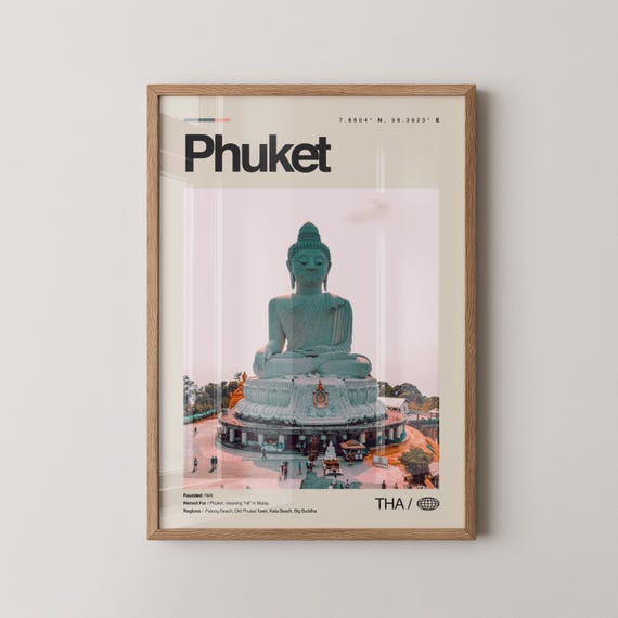 Phuket Print Thailand Wall Art Poster Photo Big Buddha District