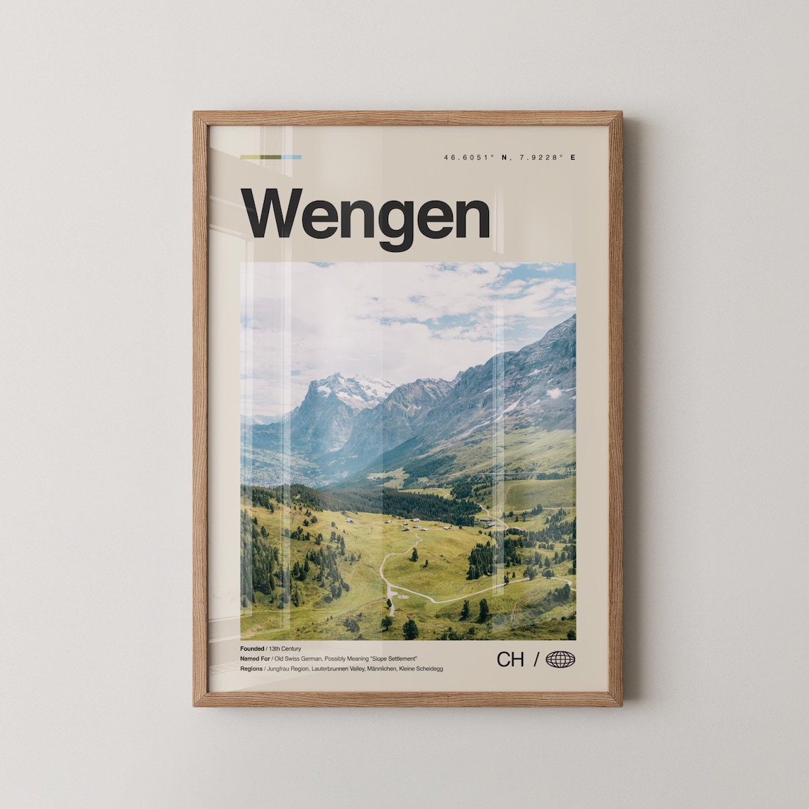Wengen Jungfrau Region Swiss Alps Mountain Town Travel Poster