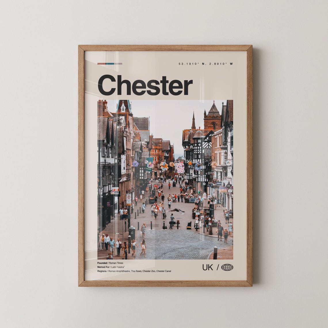 Chester UK Historic Rows Charming Half Timbered Street Travel Poster