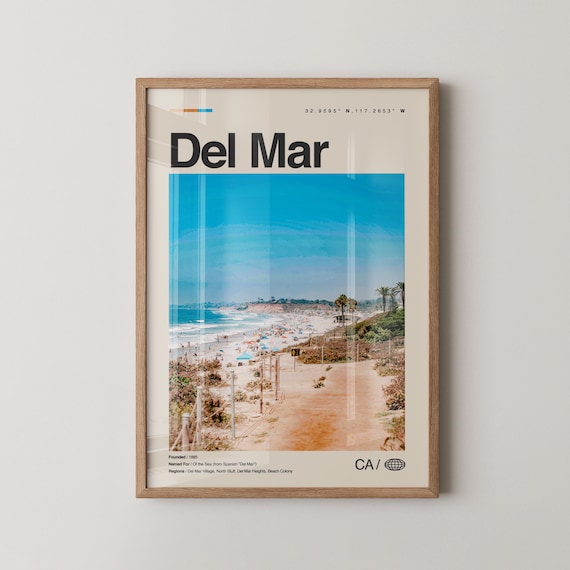 Del Mar California Coast Travel Poster Beach Cliffs Ocean View Photo