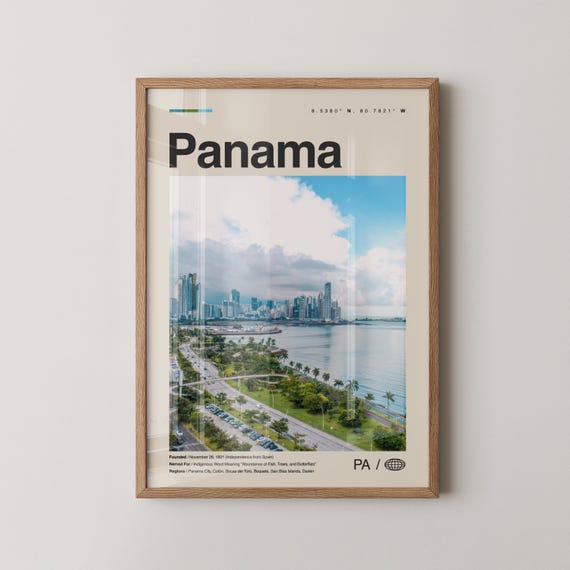 Panama Print No 4 Wall Art Poster Photo Decor Country Central America