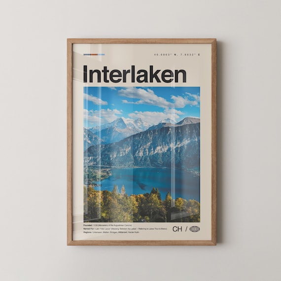 Interlaken Print Wall Art Poster Photo Map Schweiz
