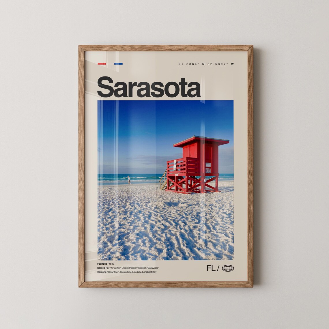 Sarasota Florida Travel Poster, Siesta Key Beach