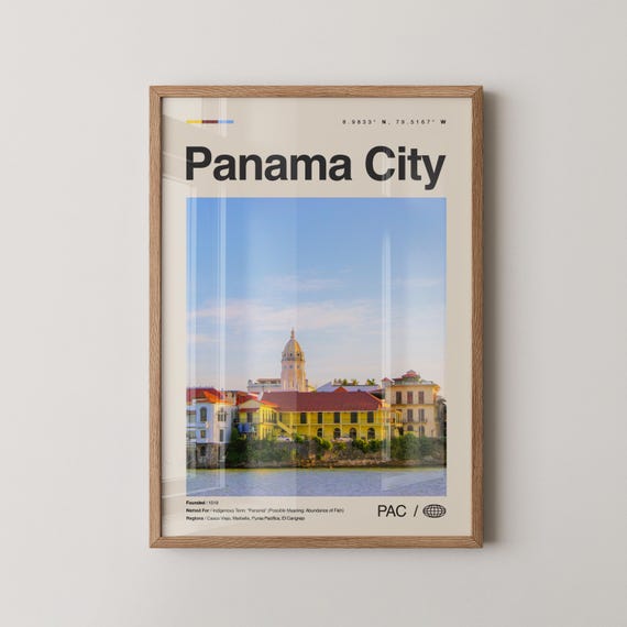 Panama City Casco Viejo Colonial Waterfront Coordinates Travel Poster