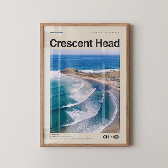 Crescent Head Australia Aerial Surf Beach Wave Travel Poster