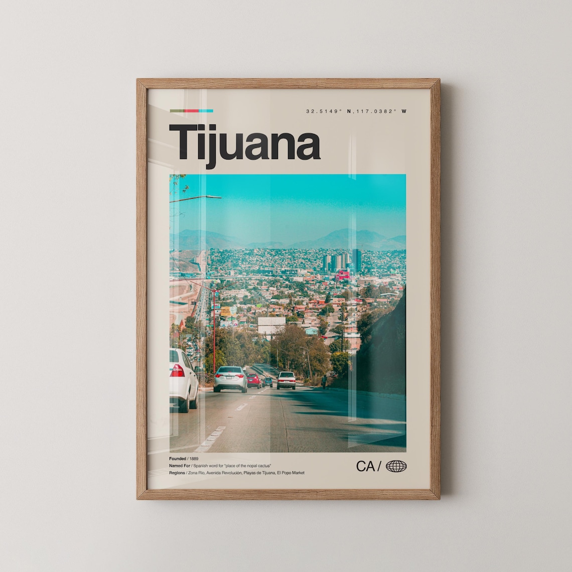 Tijuana Mexico Downtown Street View Minimal City Photo Art Poster