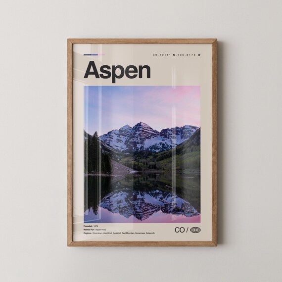 Aspen Print Wall Art Poster Photo Dcor Map Colorado