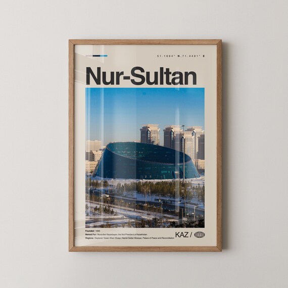 Nur-Sultan Khan Shatyr Glass Tent Winter Modern Travel Poster