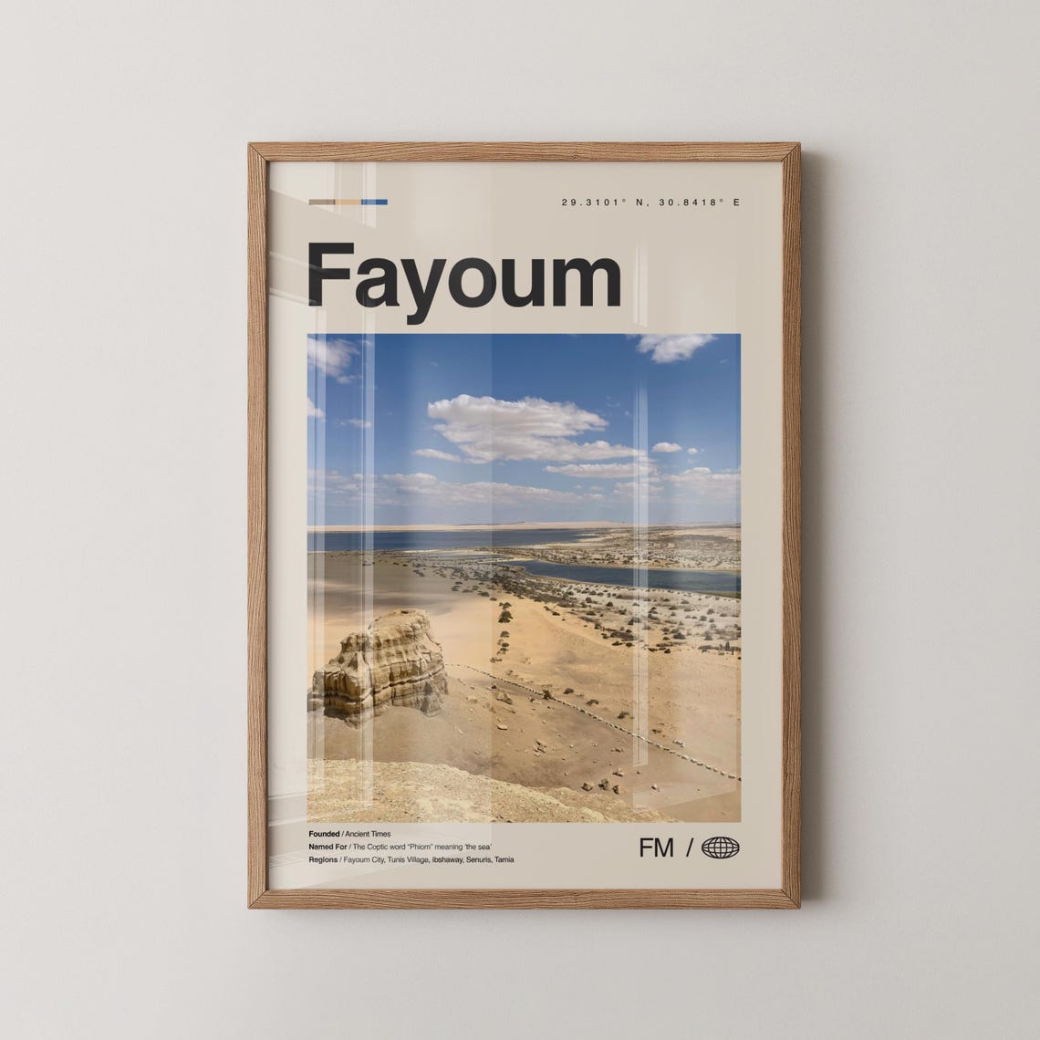 Fayoum Print Wall Art Poster Photo Dcor Map Egypt