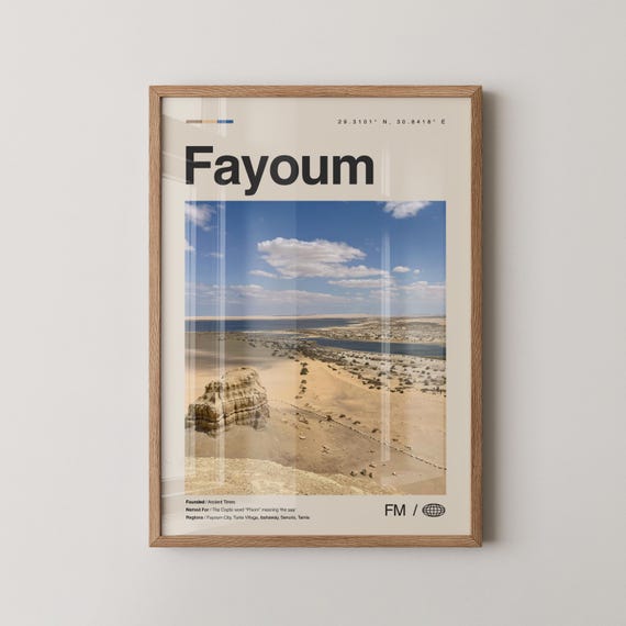 Fayoum Print Wall Art Poster Photo Dcor Map Egypt