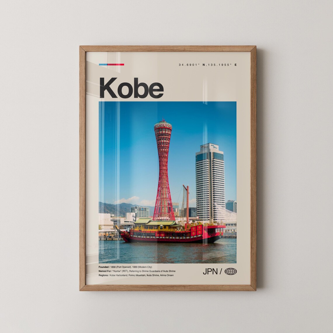 Kobe Japan Port Tower and Harborland Photography Travel Poster