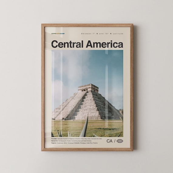 Central America Maya Pyramid Ancient Ruins History Travel Poster