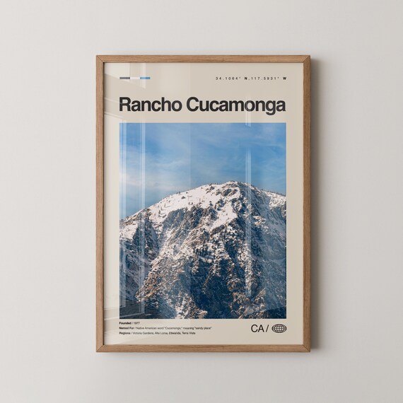 Rancho Cucamonga California Snowy Mountain Photo City Art Print