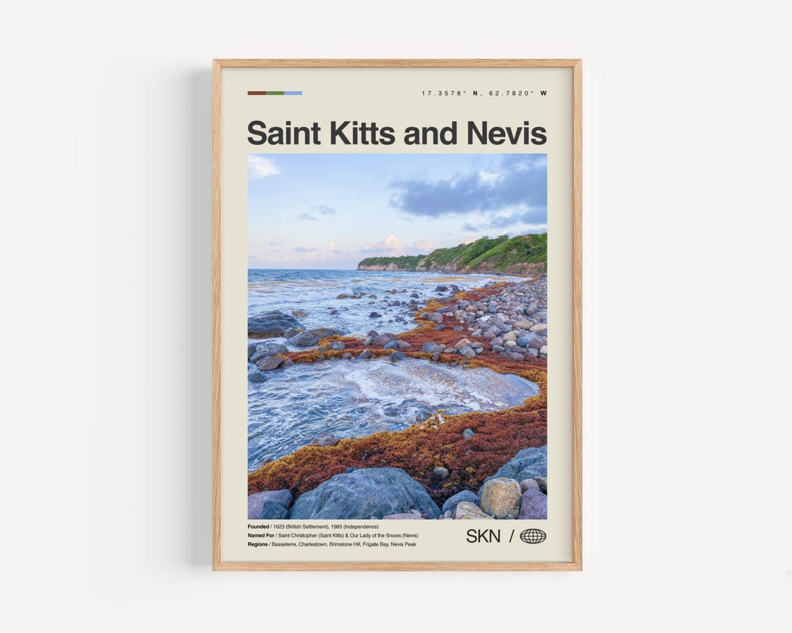 Saint Kitts And Nevis Wild Rocky Coast Ocean Photography Poster