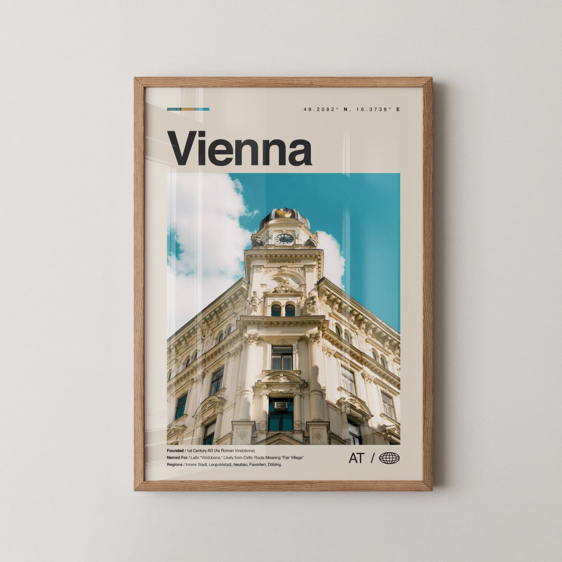Vienna Austria Historic Clock Tower Building Blue Sky Photo Poster