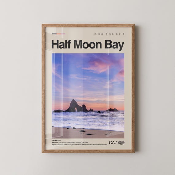 Half Moon Bay Print Wall Art Poster Photo Mavericks Beach Pillar Point Harbor