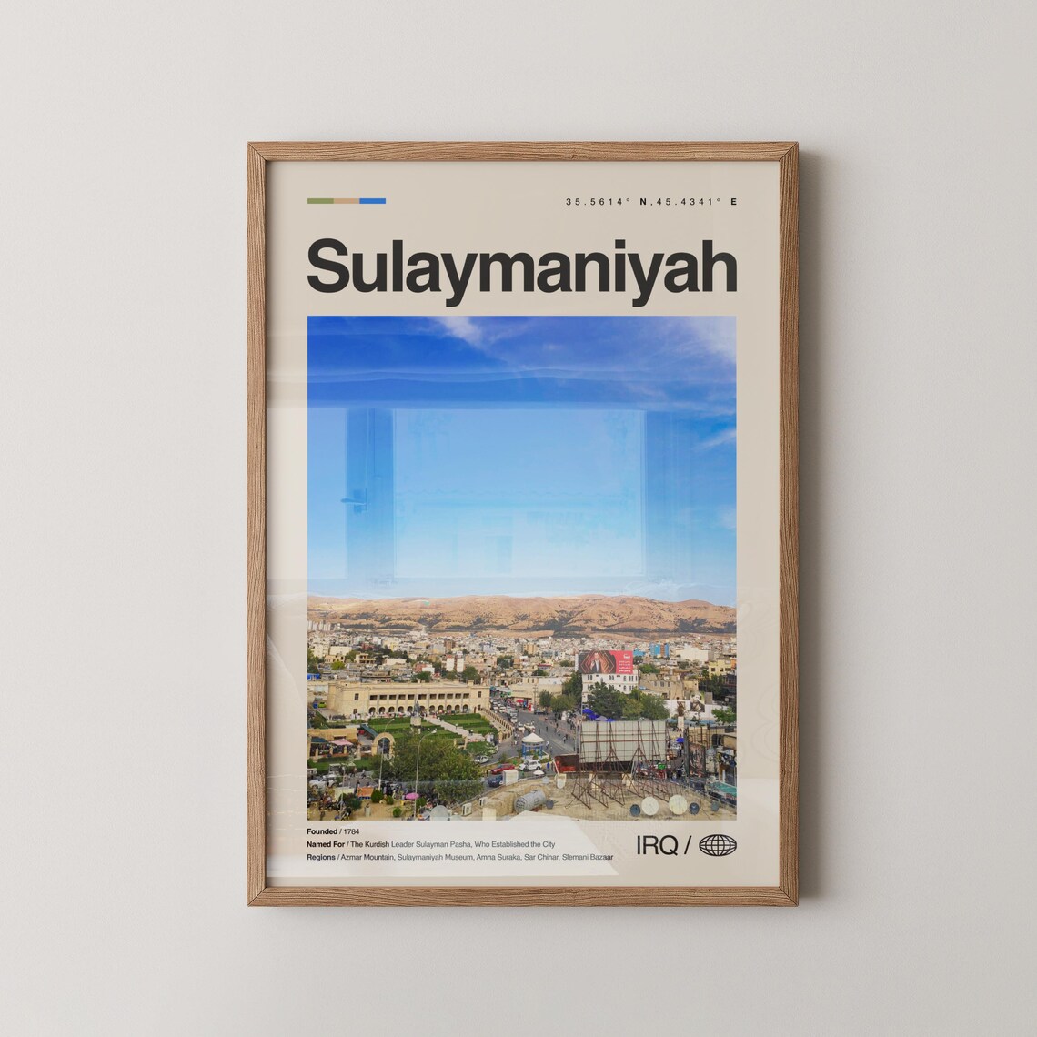 Sulaymaniyah Iraq Minimalist City Photography Mountain View Poster