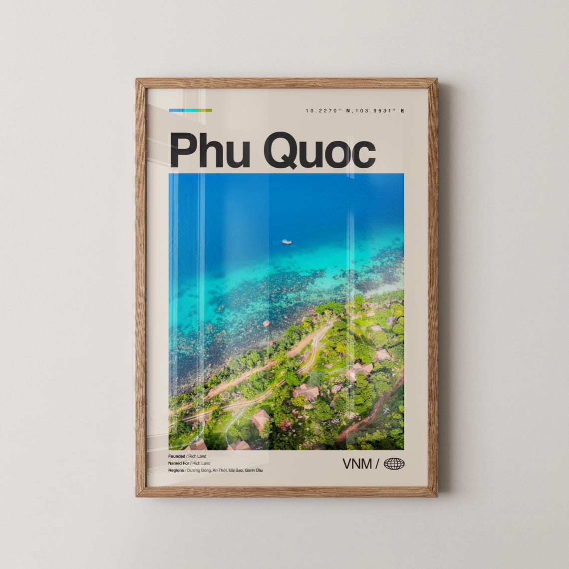 Phu Quoc Vietnam Turquoise Coast Aerial View Framed Travel Poster