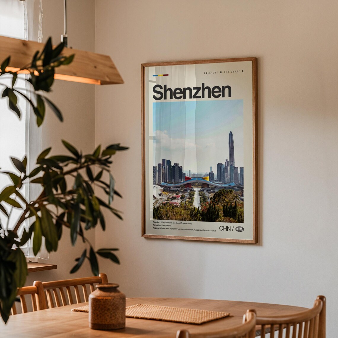 Shenzhen China Modern Skyline Retro Travel Poster City Photo