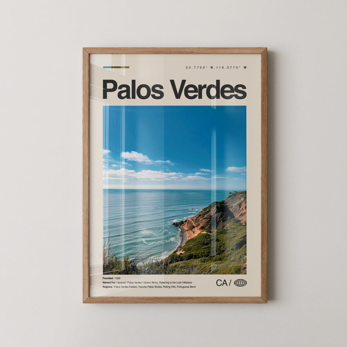 Palos Verdes California Dramatic Ocean Cliffs City View Print