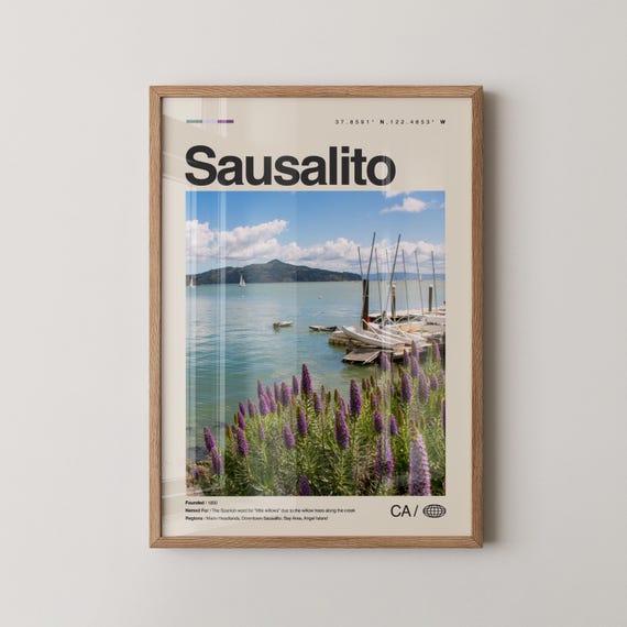 Sausalito Print Wall Art Poster Photo Golden Gate Bridge Views Waterfront Marin