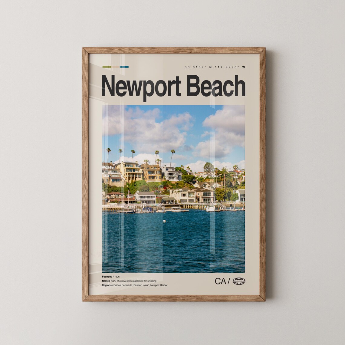 Newport Beach Harbor Travel Poster Vintage California Coast Photo