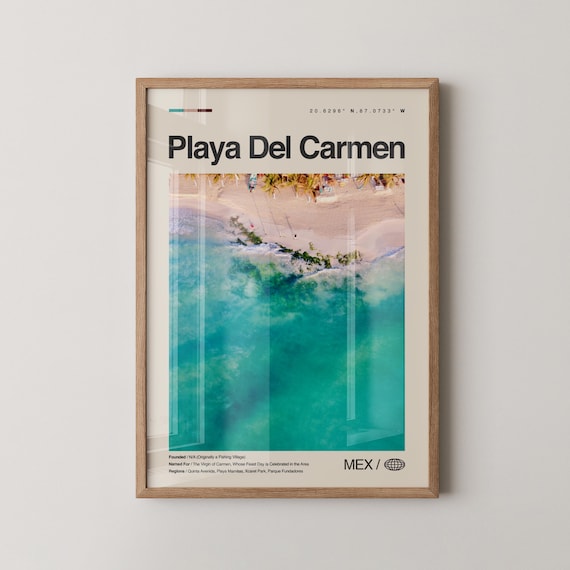 Playa Del Carmen Mexico Aerial Beach Travel Scene Caribbean Poster