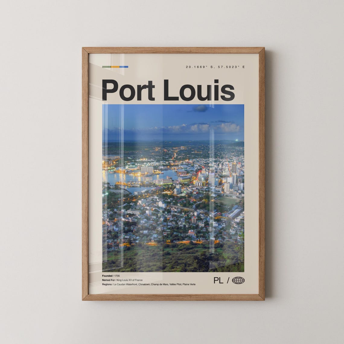 Port Louis Print Wall Art Poster Photo Dcor Map Mauritius