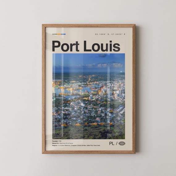 Port Louis Print Wall Art Poster Photo Dcor Map Mauritius
