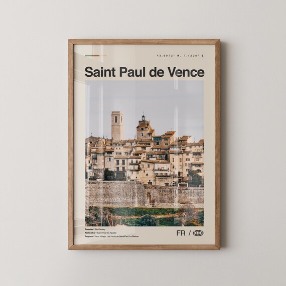 Saint Paul De Vence Print Saintpaul Wall Art Poster Photo Dcor Map