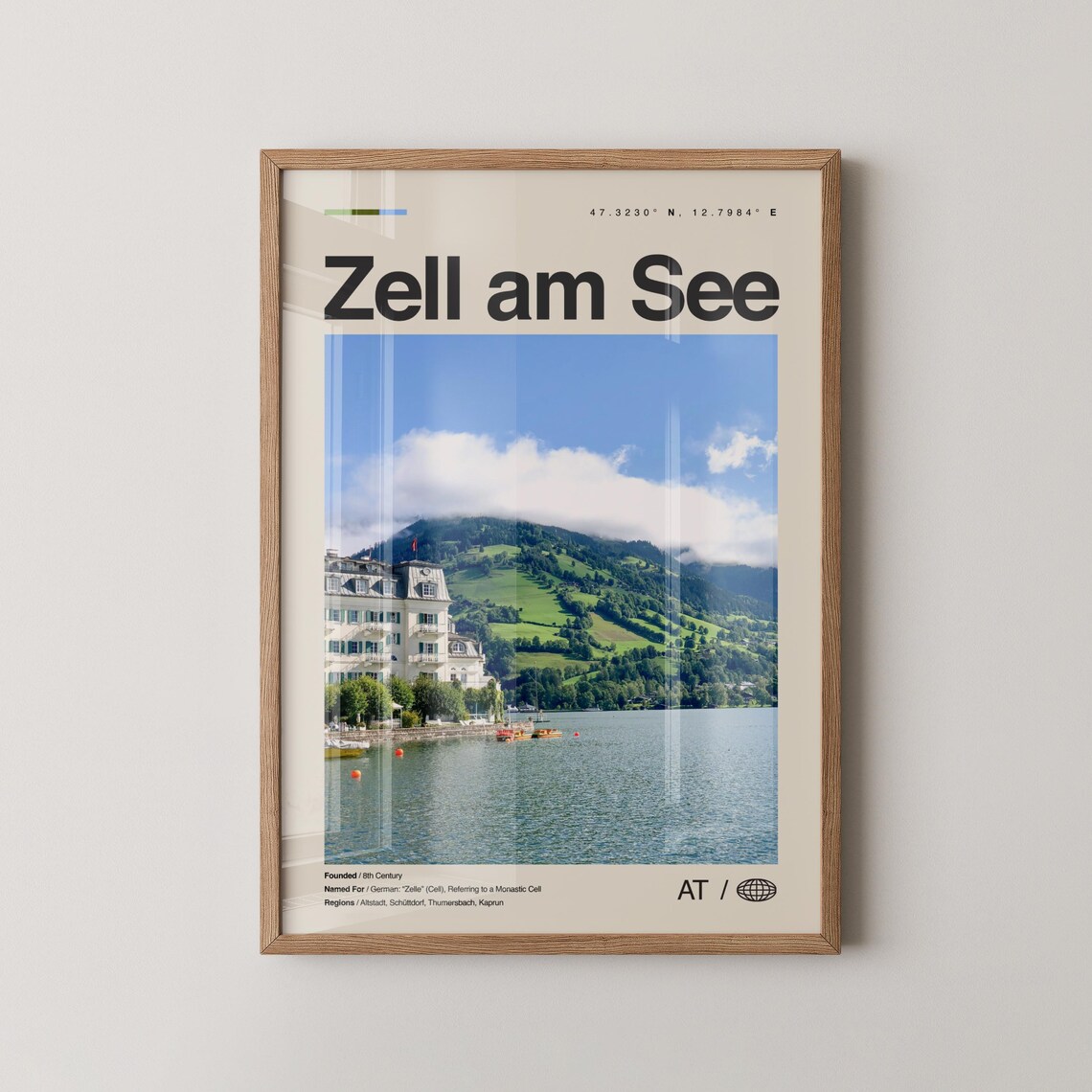 Zell am See Austria Sparkling Lake Mountains Modern Travel Poster
