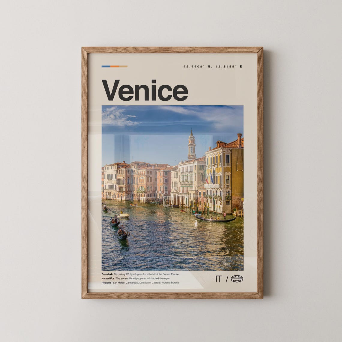 Venice Italy Grand Canal Gondolas Scenic Travel Photo Poster