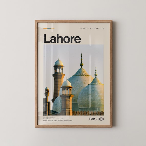 Lahore Pakistan Badshahi Mosque Domes Photo Heritage Travel Poster
