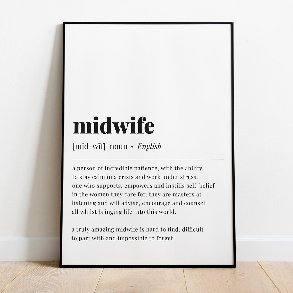 Midwife Definition Art Print, Midwife Thank You Gift