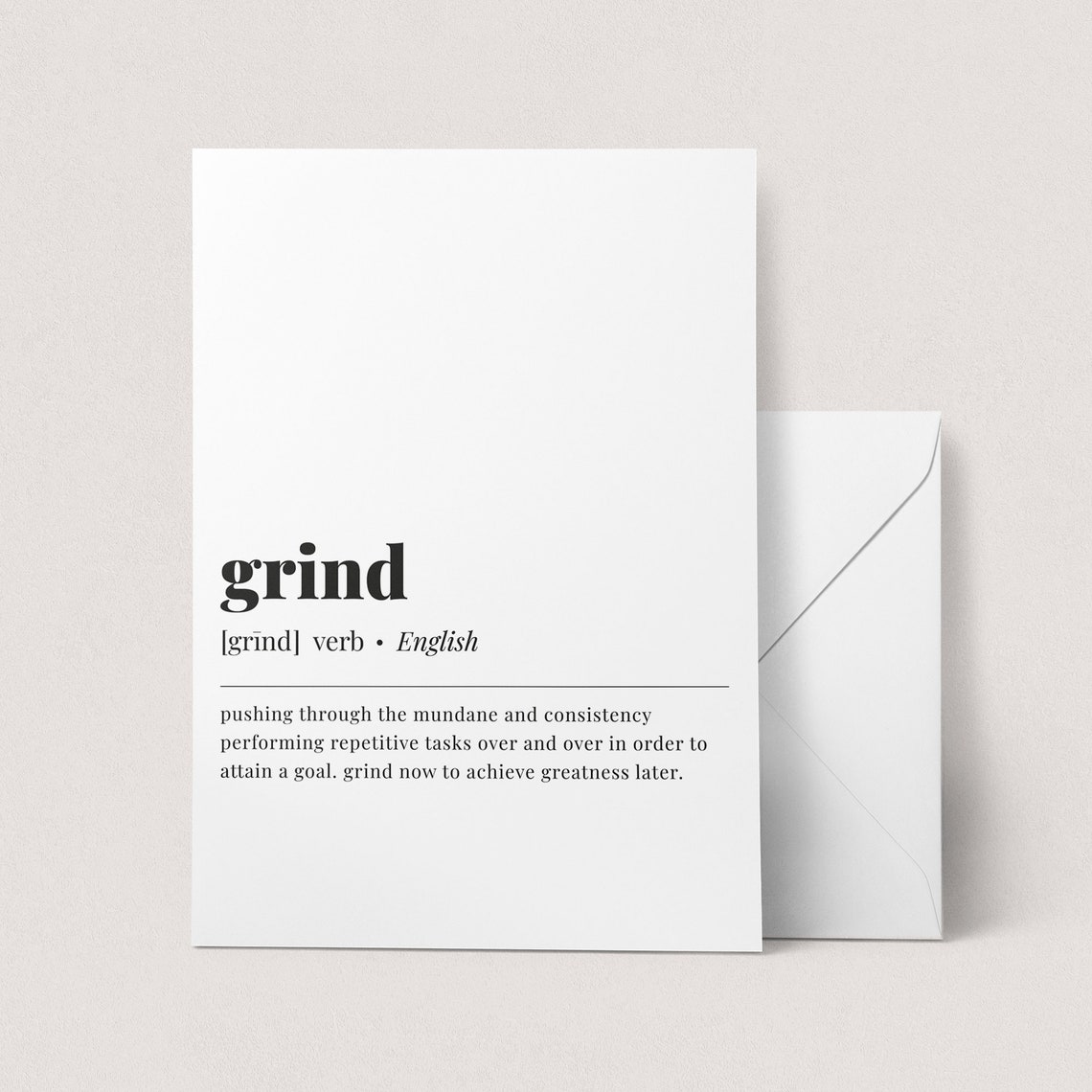 Grind Definition Work Ethic Motivational Minimalist Typography Poster