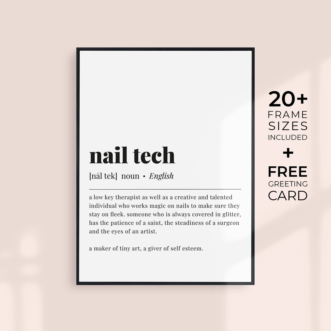 Nail Tech Definition Nail Technician Gift Minimalist Typography Poster - Image 3