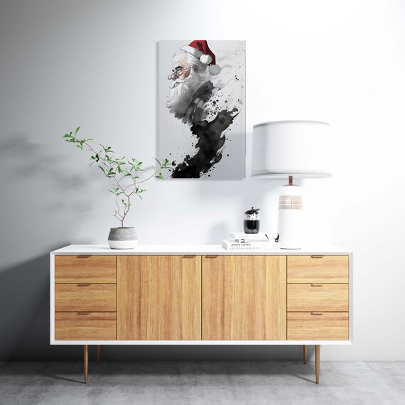 Saint Nicholas Ink Wash Profile Minimalist Christmas Art Poster