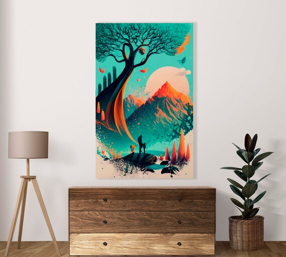 Mountain Landscape Poster Of 1 Image Rooms Decoration Conceptual Art Mountain Landscape Illustration Geometric Mountain Image Art