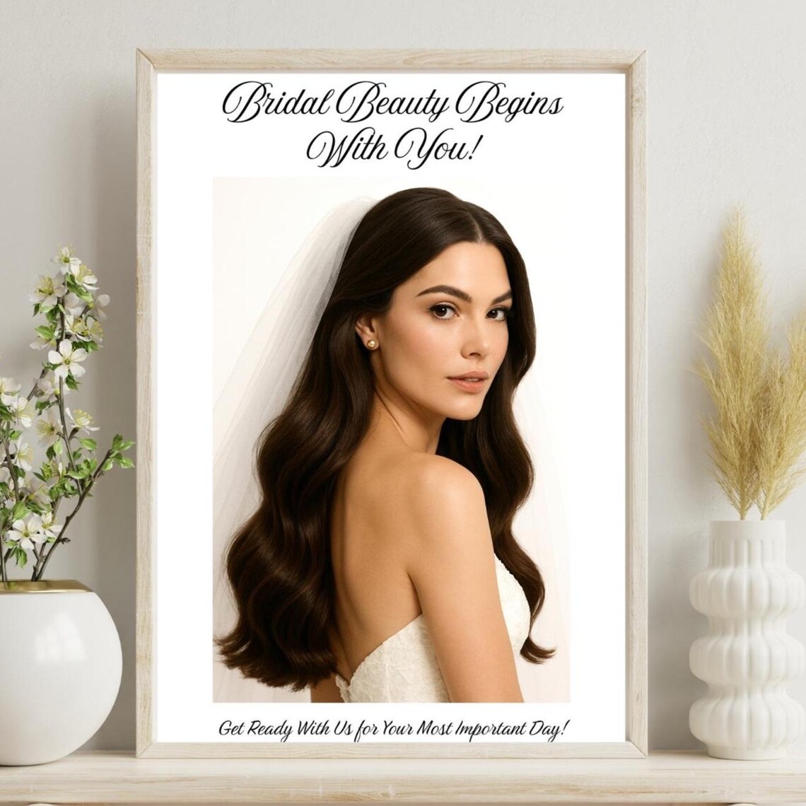 Bridal Beauty Begins With You Elegant Veiled Bride Salon Wall Poster