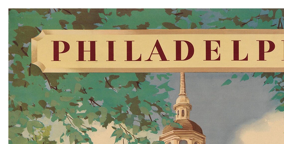 Philadelphia Independence Hall Tourist Photo Railroad Travel Poster - Image 2