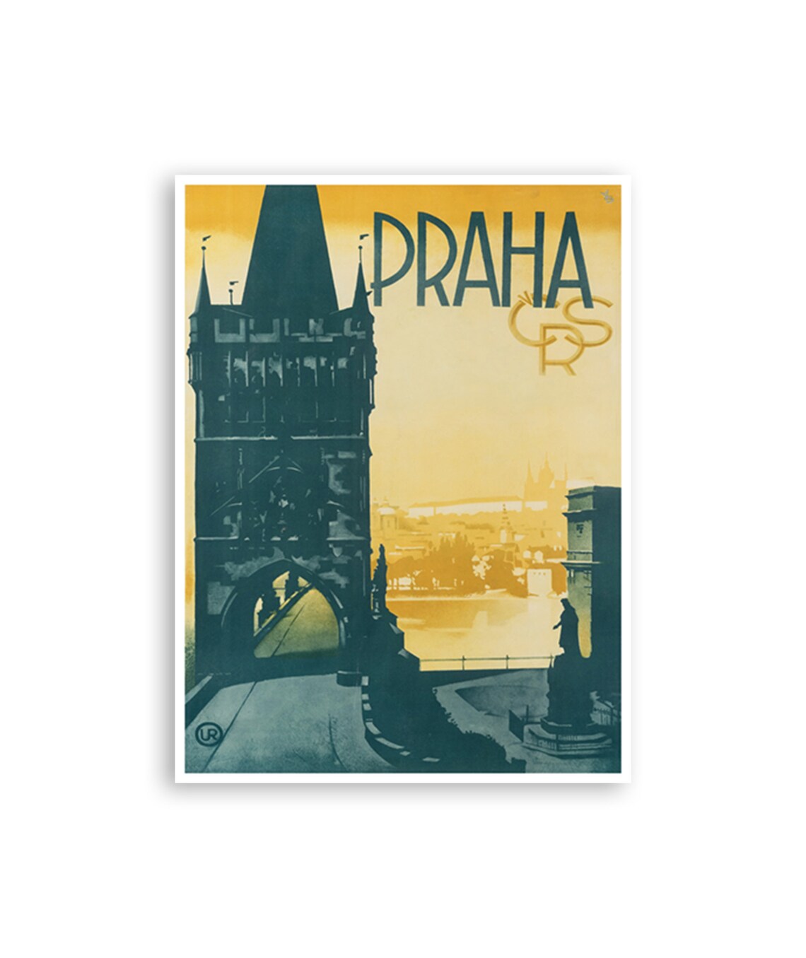 Praha Retro Travel Poster, Prague Home Decor