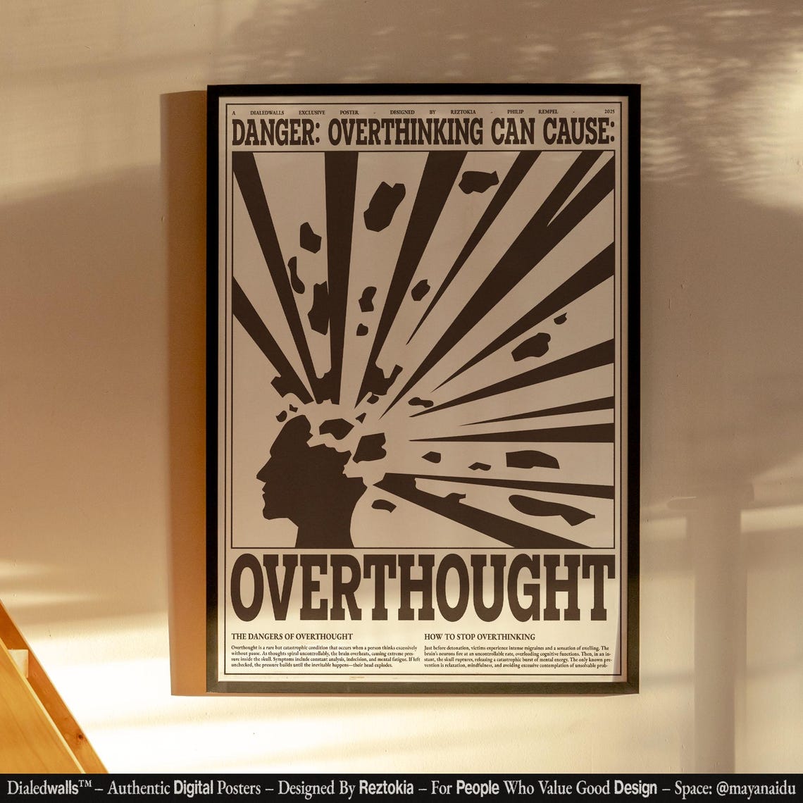 Danger Overthinking Can Cause Overthought Retro Newspaper Poster - Image 2