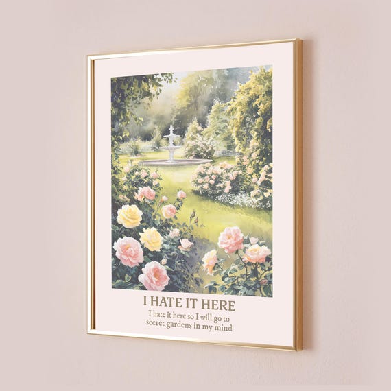 I Hate It Here Taylor Poster Quote Lyric Print Inspired Subtle Office Decor Home Room Wall Art Floral Artwork Bedroom