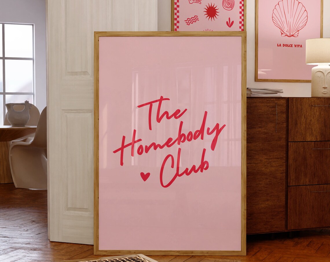 The Homebody Club Pink Red Wall Art Print
