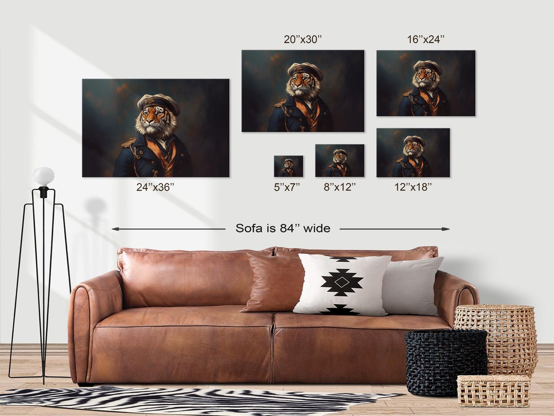 Proud Tiger in Victorian Sailor Captain Uniform Portrait Poster - Image 3