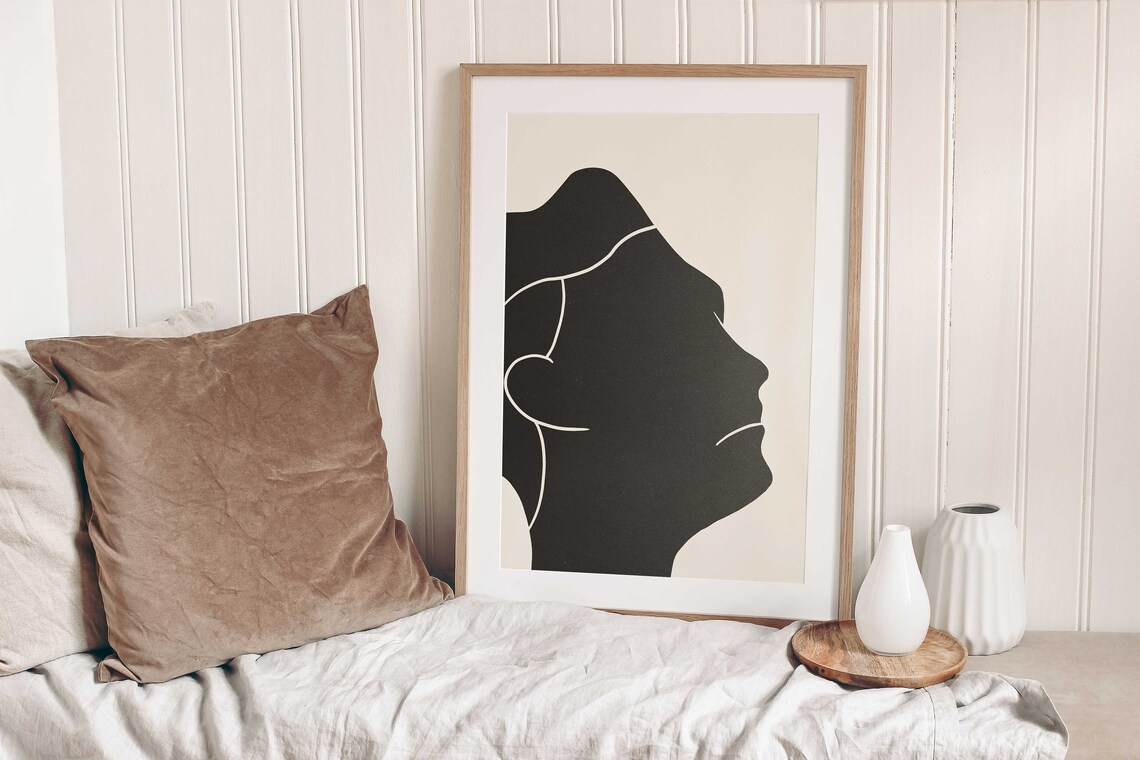 Abstract Black Female Silhouette Profile Minimalist Art Poster - Image 3